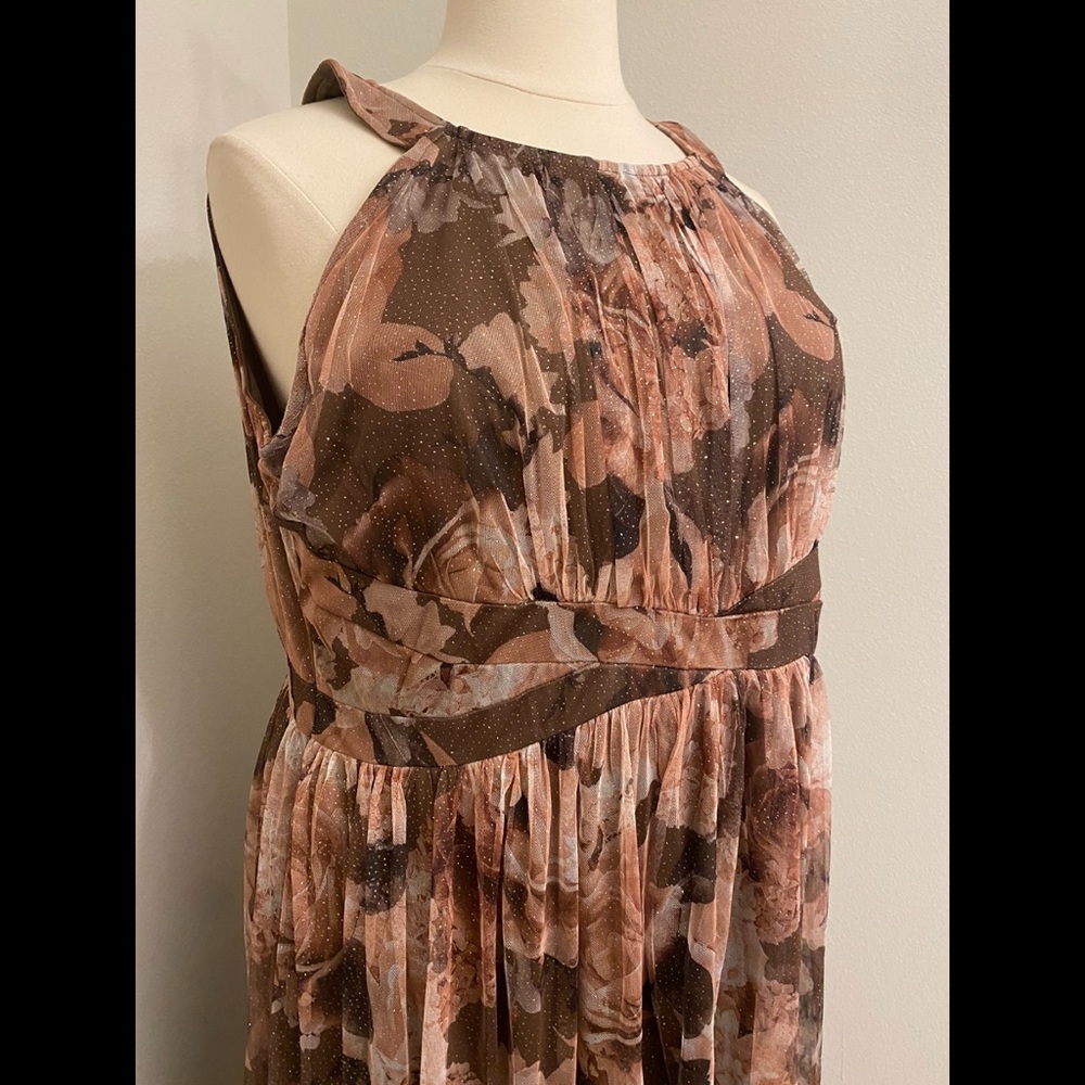 Candalite Plus Dress Brown Blush Mesh 2X Plus Size - Picture 2 of 4